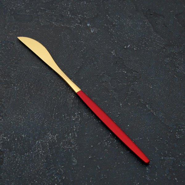 Нож столовый Magistro Блинк нерж.сталь, золотой, ручка красная