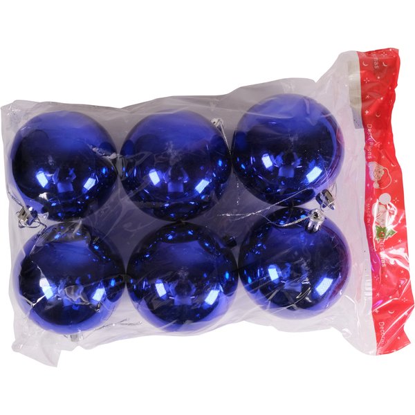Набор шаров 6шт 8см синий, глянец, SYCB17-651-B