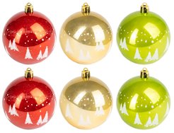 Набор шаров 6шт 8см зелёный+красный+золото SYQB-0122366