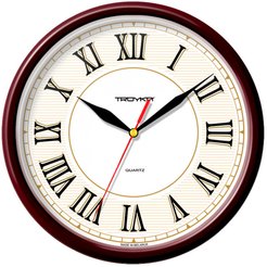 Часы настенные Troykatime d23см пластик бордовый