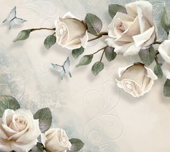 Фотообои Нежные розы 300х270см виниловые на флизелиновой основе