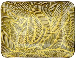 Блюдо декоративное прямоугольное Листья 27х7,5х34,5 стекло золотой
