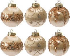 Набор шаров 6шт 8см шампань, шелк, EUSYQB-0124042