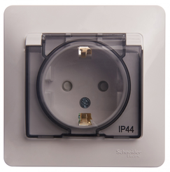 Розетка встраиваемая Schneider Electric Glossa GSL000148 с заземлением с з/ш с крышкой IP44 белый