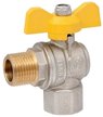 Кран шаровый латунный для газа 1/2" угловой,внутр./наруж.резьба,ручка бабочка