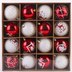 Набор шаров 16шт 8см красный+белый SYQC1-0125051