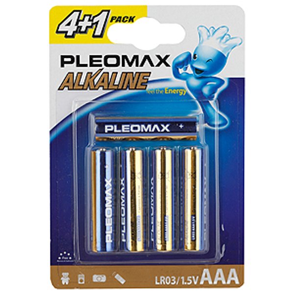 Батарейка алкалиновая Pleomax ААА/LR03-4+1BL 5шт