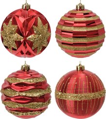 Набор шаров 4шт 15см, красный, ручная роспись, SYQB-0125196