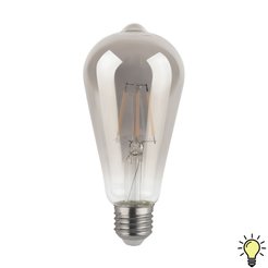 Лампа светодиодная ЭРА F-LED ST64-7W-824-E27 smoky 7Вт филамент дымчатая теплый белый свет Е27