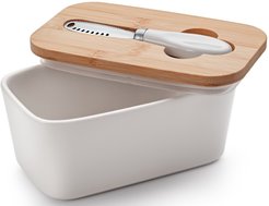 Масленка APOLLO Palmiro 16,2х9,7х7,5см белый, фарфор, крышка бамбук, нож нерж.сталь