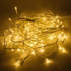 Электрогирлянда внешняя Бахрома 2х0,6м 100LED IP44, теплый белый, контролер, с коннектором, прозрач.кабель