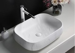 Раковина на столешницу Ceruttispa CR0086 MMW1 (565х400х145) мрамор матовый белый, прямоугольная