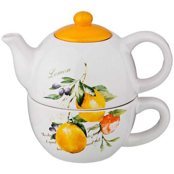 Набор чайный Lefard Итальянские Лимоны Чайник 380мл, Чашка 350мл, керамика