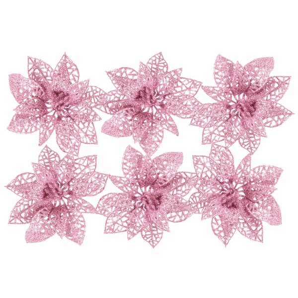 Украшение SY17GJ-057P цветок пуансетия 10см,розовый (6шт)