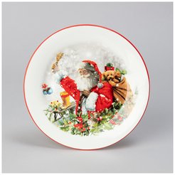 Тарелка закусочная Agness С Новым годом! Санта-Клаус 20,3х2см керамика