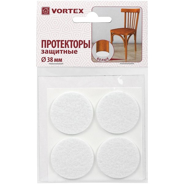 Накладки для мебели защитные Vortex фетр d38мм белые