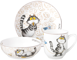 Набор посуды обеденный Lefard Счастье есть 3предм. Кружка, тарелка, салатник фарфор