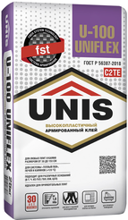 Клей для плитки высокопластичный UNIS U-100 UNIFLEX 25кг