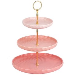 Фруктовница Nouvelle Home Fresh Taste Pink 3-ярусная 26х34см фарфор