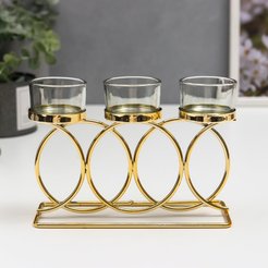 Подсвечник Сплетённые кольца, золото 18х6х10см      