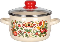 Кастрюля Appetite Болоньезе 2л эмаль, крышка стекло, индукция