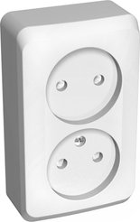 Розетка двойная накладная Schneider Electric Этюд РА16-006b без заземления цвет белый