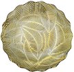Блюдо декоративное круглое Листья 35х7,5х35 стекло золотой