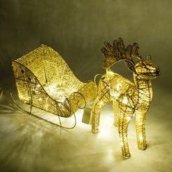 Набор фигур светодиодных Олень с санками 2шт 40см+35см, теплый белый свет, металл, SYTYB-1723134