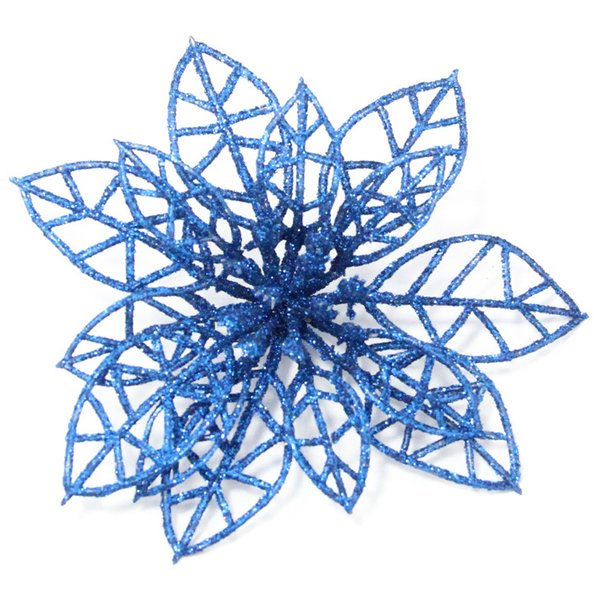 Украшение SY17GJ-057B цветок пуансетия 10см,синий (6шт)