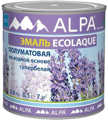 Эмаль акриловая Alpa Ecolaque полуматовая белая (0,5л)