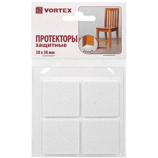 Накладки для мебели защитные Vortex фетр 38х38мм белые