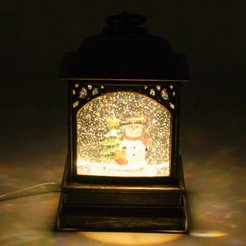 Фонарь светодиодный музыкальный Снеговик с елкой 13х8х21см, от USB, SYSQ-31231661A