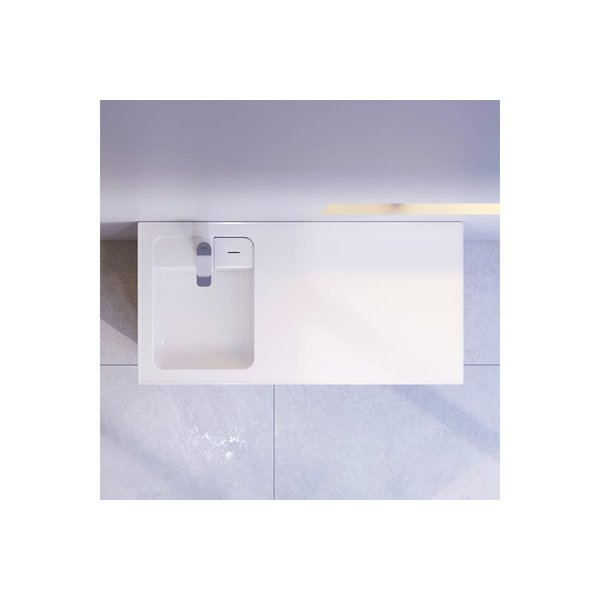 Раковина над стиральной машиной AM.PM X-Joy литьевой мрамор, левая, 120см, белый глянец M85AWPL1201WG