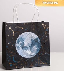 Пакет подарочный крафтовый 22х22х11см Вселенная