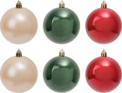 Набор шаров 6шт 8см, перламутр, красный+шампань+зеленый, SYQB-0125107