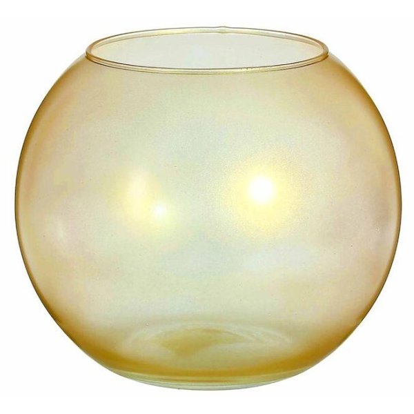 Ваза стеклянная,коллекция Лиголюкс,18х18см,высота 16см,цвет золото,форма шара,объем 3л,1993283