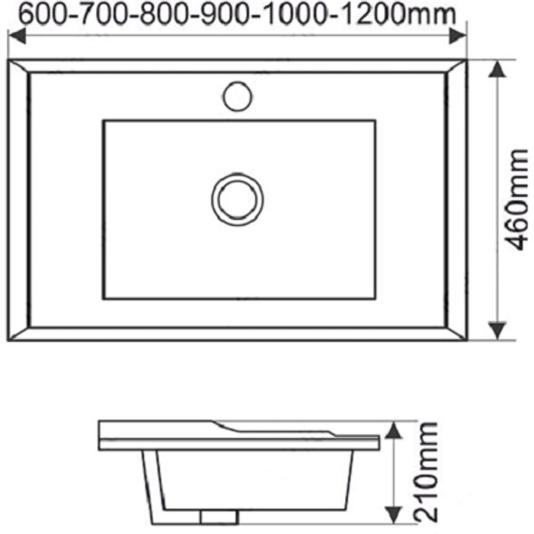 Раковина для ванной MELANA 800-F80 прямоугольная,врезная