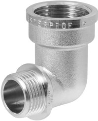 Угольник латунный переходной 3/4"х1/2" с ограничителем, внутренняя-наружная резьба