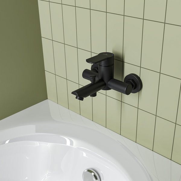 Смеситель для ванны CULTO FERRO BLACK BS01FRB в комплекте с душевыми аксессуарами