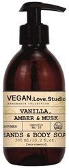 Мыло д/рук и тела VEGAN.Love.Studio 300мл Vanilla, Amber, Musk парфюмированный