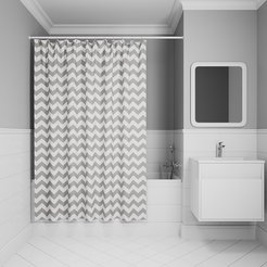 Штора для ванной 200x180см, Полиэстер, серый, IDDIS, BR02P18i11