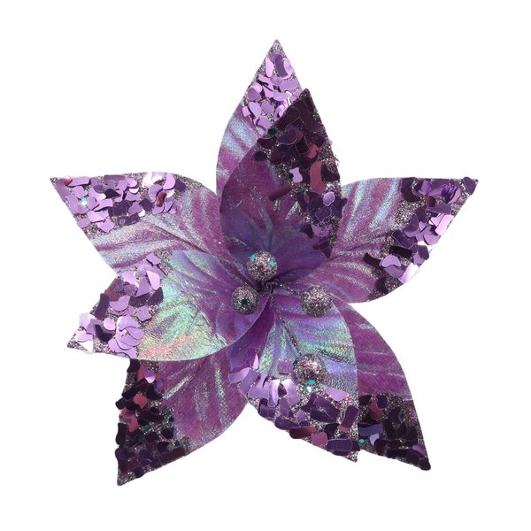 Украшение елочное Magic Time Цветок фиолетовый из полиэстера на клипсе 20x26x26см арт.91274