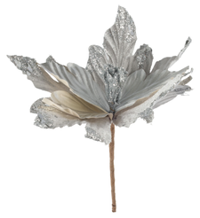 Украшение елочное Цветок на клипсе 26см серебро SYCHA-3822032