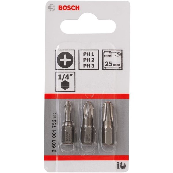 Биты Bosch PH/1/2/3 XH,25мм 3шт