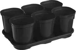 Набор горшков для выращивания рассады InGreen с поддоном 6шт х 400мл черный