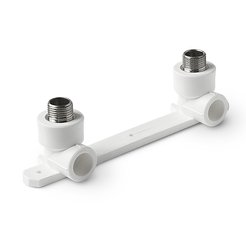 Угольник полипропиленовый двойной Pro Aqua d25x1/2" наружная резьба, с креплением