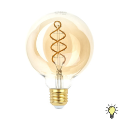 Лампочка светодиодная ЭРА F-LED G95-7W-824-E27 spiral gold E27 / Е27 7Вт филамент шар золотистый теплый белый 