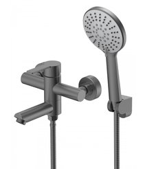 Смеситель для ванны Agger Easy A3121255 в комплекте с душевыми аксессуарами, оружейная сталь матовая