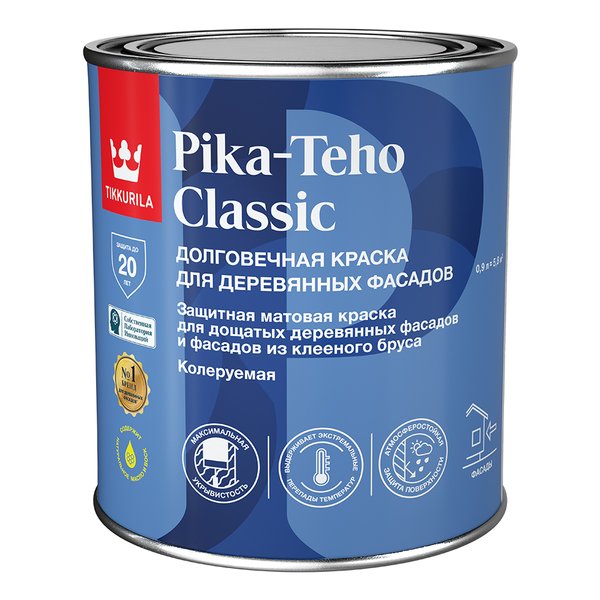 Краска для деревянных фасадов Tikkurila Pika-Teho Classic матовая белая База A (0,9л)