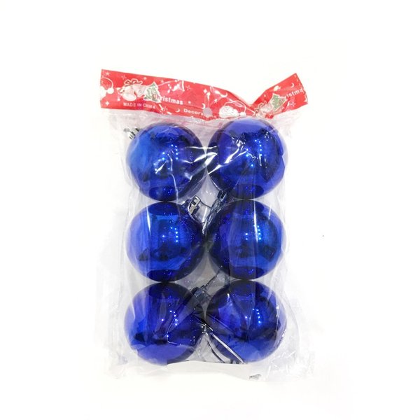 Набор шаров 6шт 8см синий, глянец, SYCB17-651-B